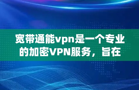 宽带通能vpn是一个专业的加密VPN服务，旨在提供安全、高效的数据传输和访问。以下是详细的购买步骤和注意事项